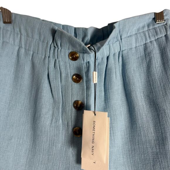 Something Navy Ryan Blue Linen Button Paperbag Raw Hem High Rise Shorts XL - Picture 4 of 10
